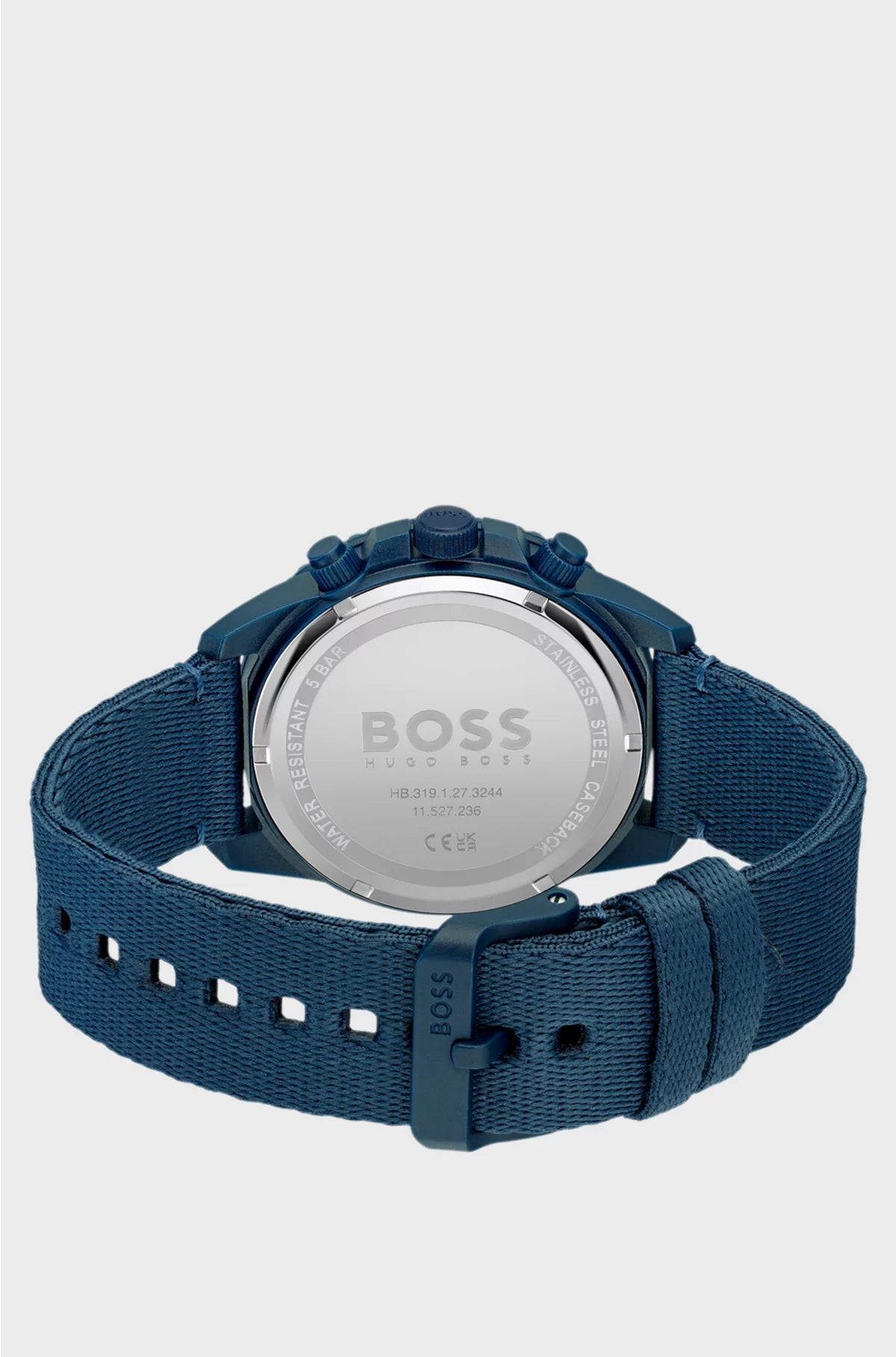 BLUE-DIAL CHRONOGRAPH WATCH WITH FABRIC STRAP