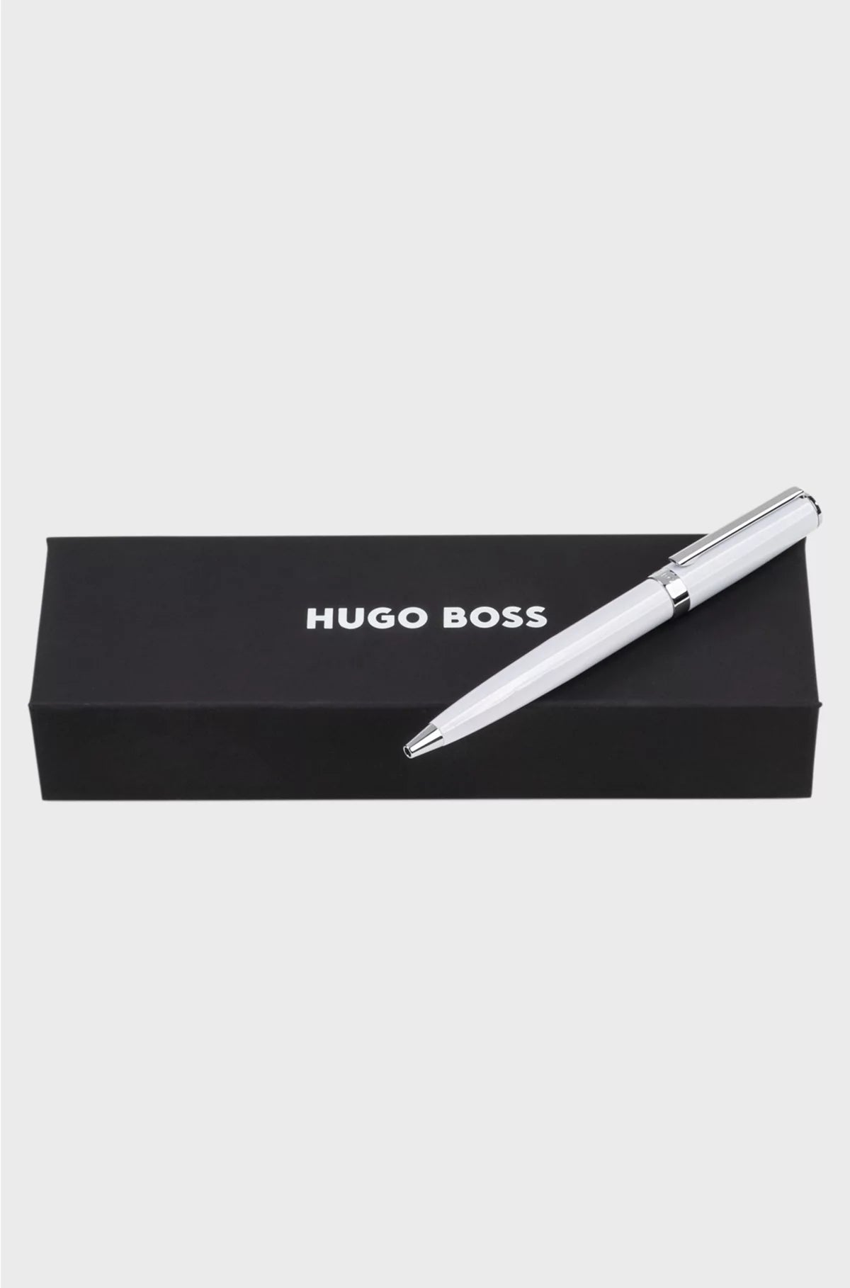 BALLPOINT PEN IN GLOSSY-WHITE LACQUER WITH LOGO RING